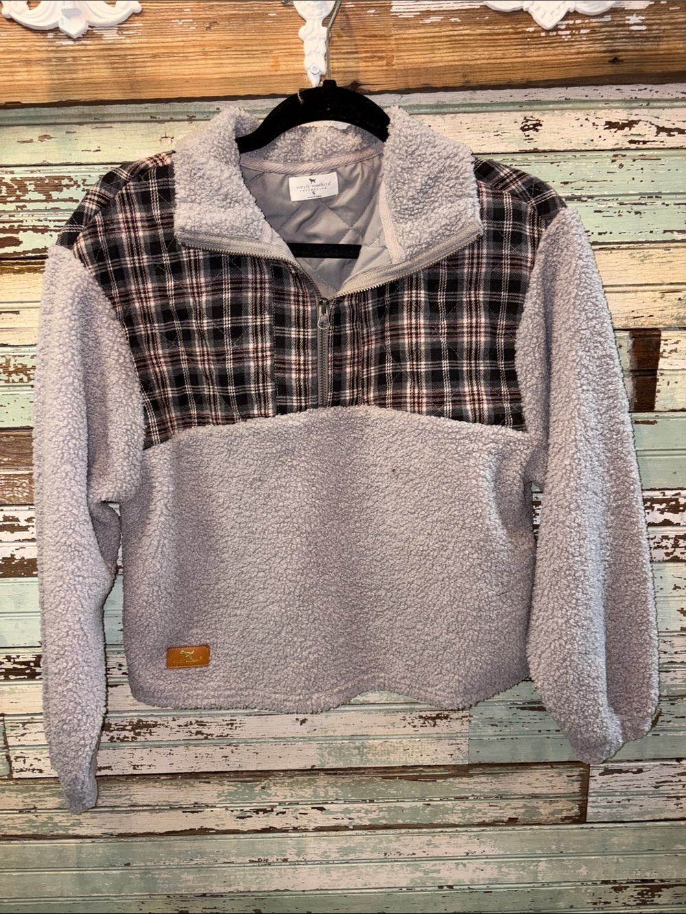 Simply Southern Gray Quilted Jacket with Sherpa Trim